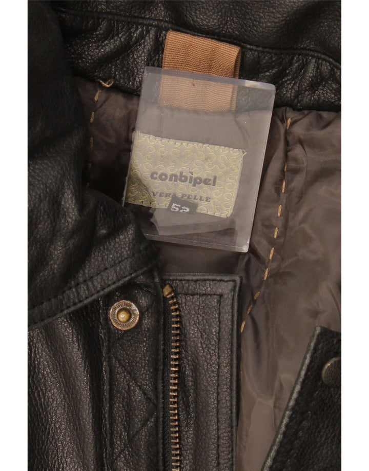 CONBIPEL muški kožni kaput s kapuljačom IT 52 veliki smeđi kožni