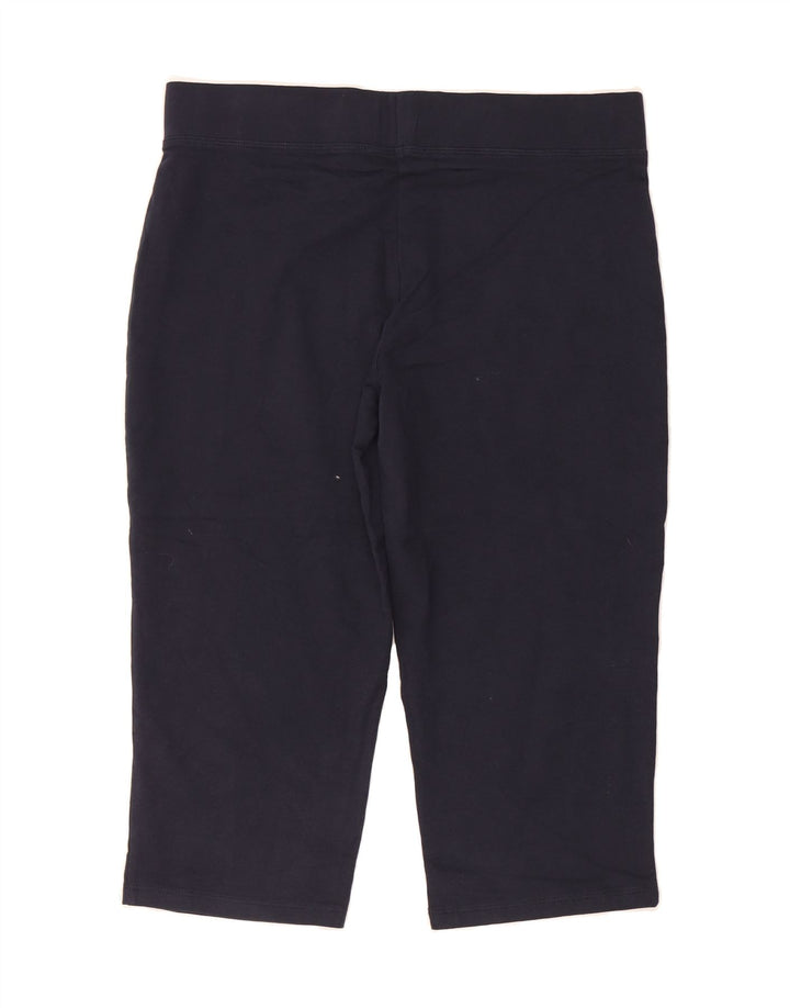 MARKS & SPENCER Womens Crop Leggings UK 12 Medium  Navy Blue Cotton Vintage Marks & Spencer and Second-Hand Marks & Spencer from Messina Hembry 