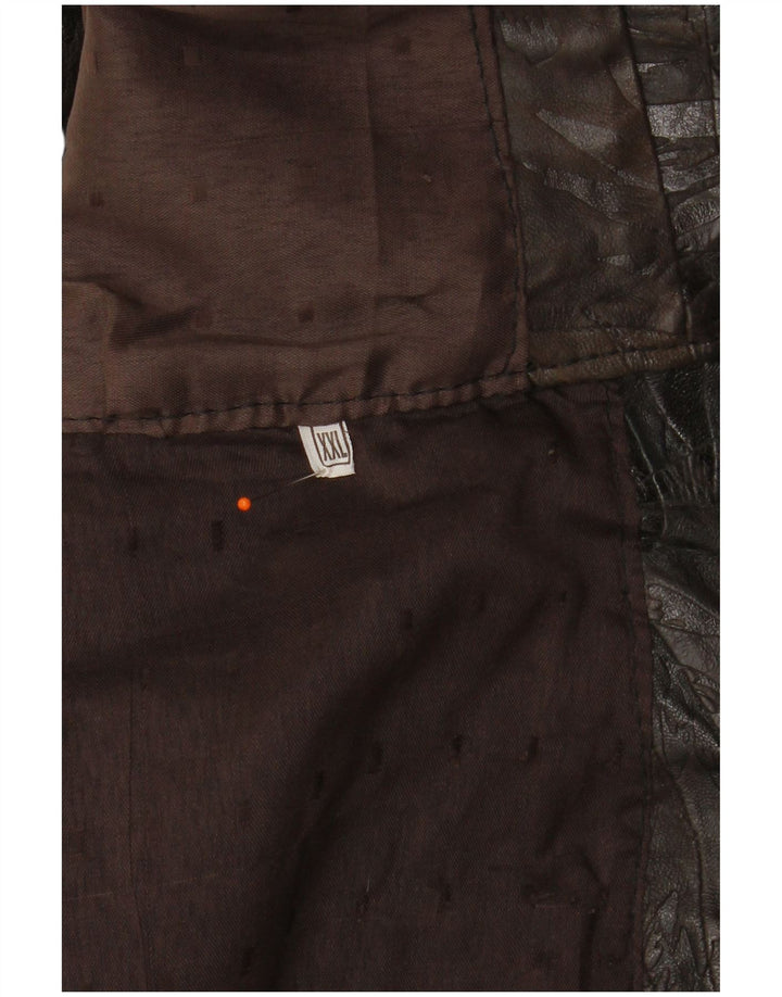 VINTAGE muški kožni prsluk 2XL smeđi patchwork