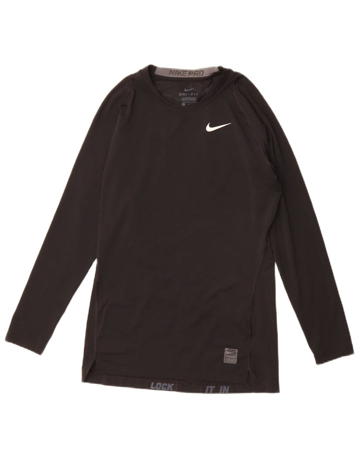 NIKE muška Dri Fit grafička majica dugih rukava srednje crne boje od poliestera
