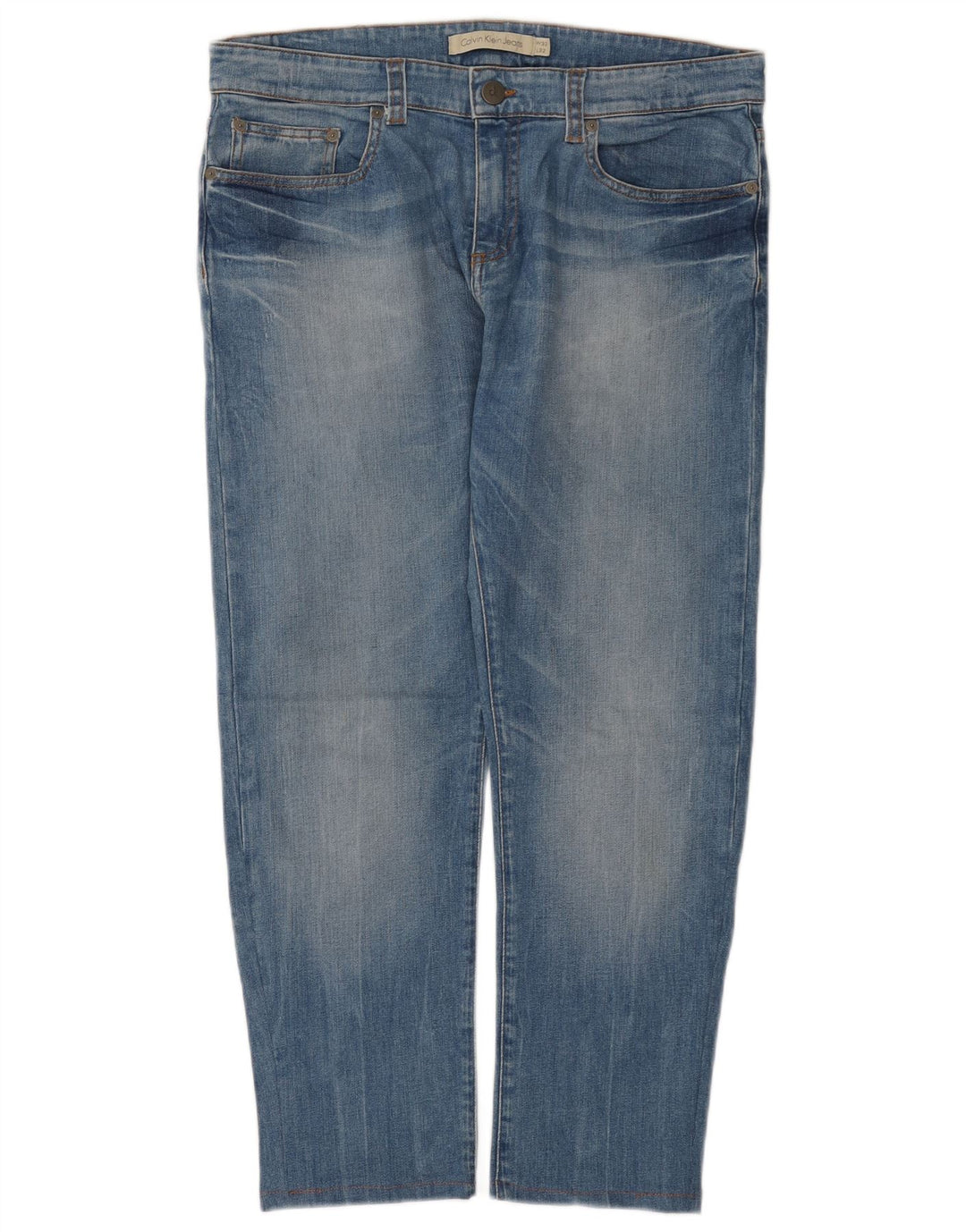 CALVIN KLEIN Muške uske traperice W32 L26 Plavi pamuk