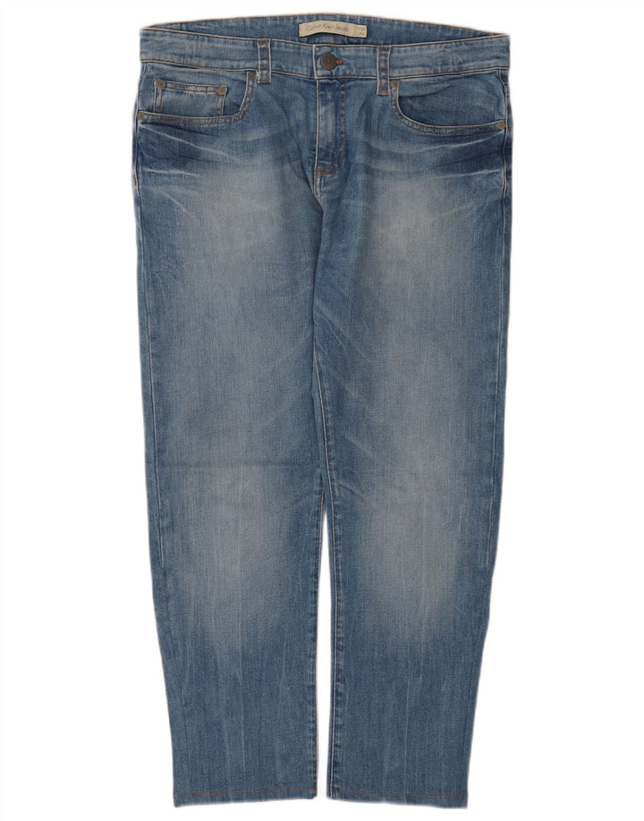 CALVIN KLEIN Muške uske traperice W32 L26 Plavi pamuk