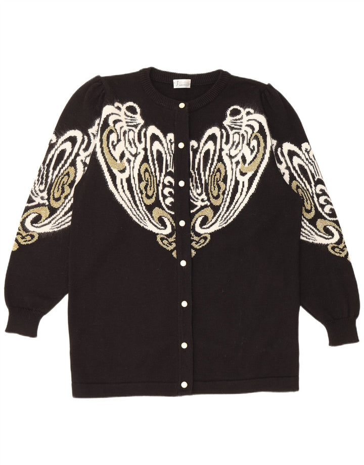 Vintage ženski kardigan džemper EU 38/40 Srednje crni paisley akril