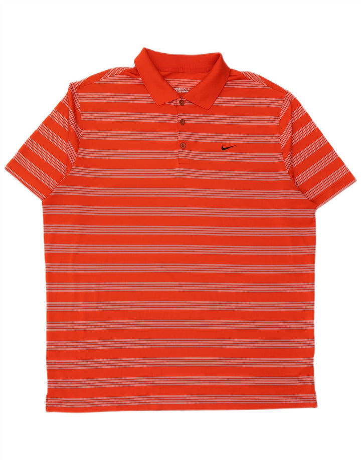 Nike muška Dri Fit polo majica 2XL narančasti prugasti poliester