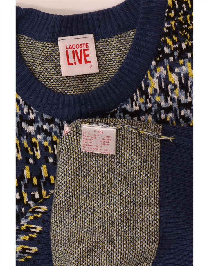 LACOSTE Muški džemper s okruglim izrezom Veličina 7 2XL plavi geometrijski pamuk