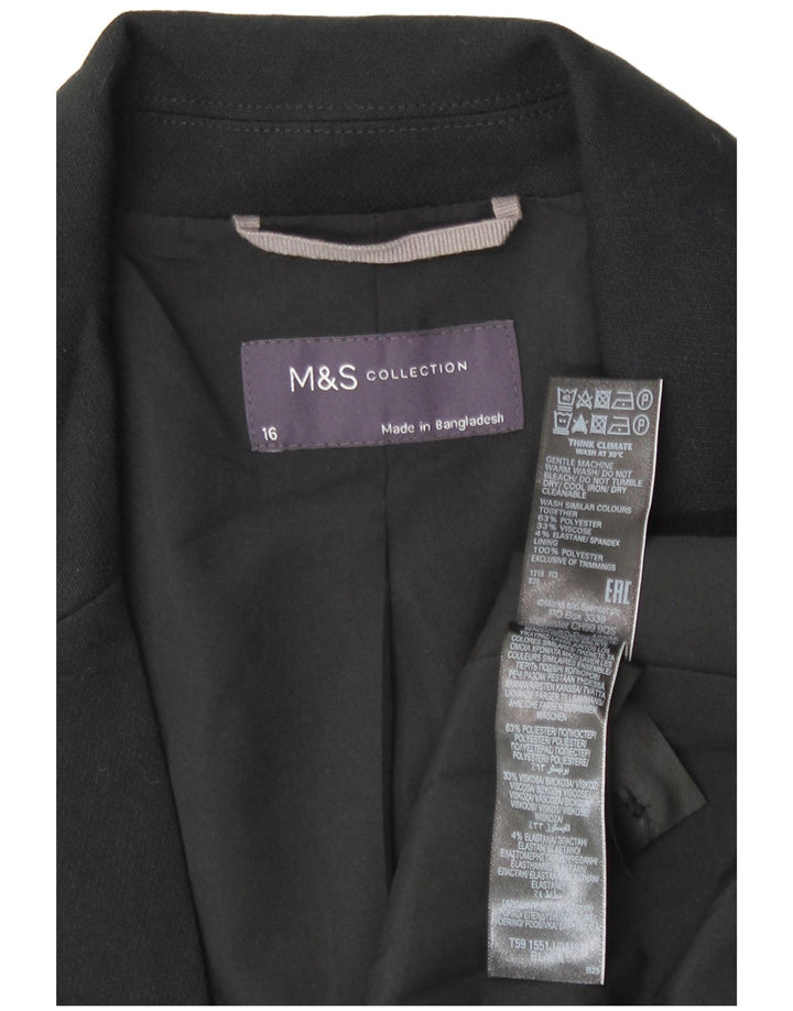Marks & Spencer ženski sako s jednim gumbom UK 16 Veliki crni poliester