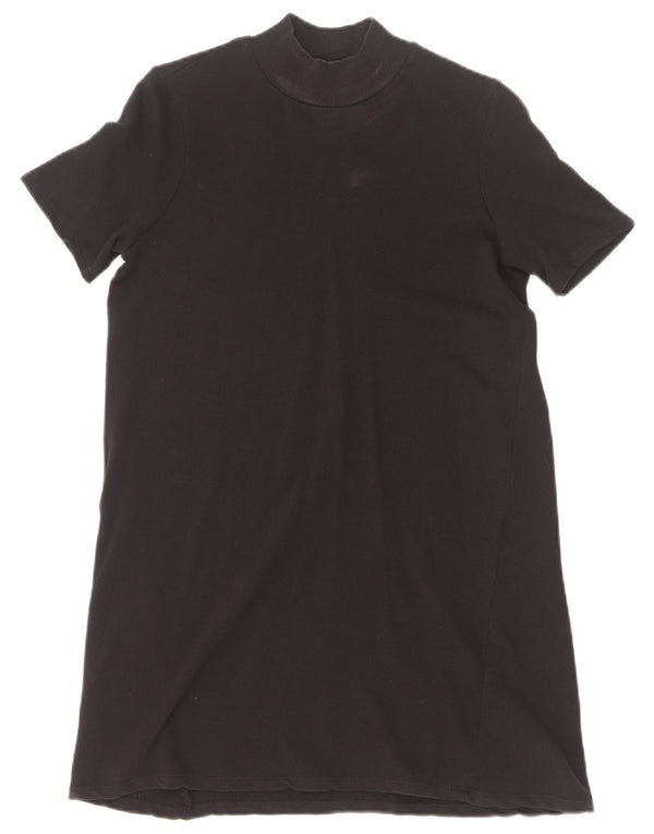 Zara ženska Trafaluc T-shirt haljina UK 10 Mala crna pamuk