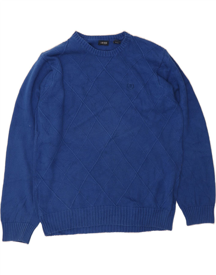 IZOD Mens Boat Neck Jumper Sweater Large Blue Cotton Vintage Izod and Second-Hand Izod from Messina Hembry 