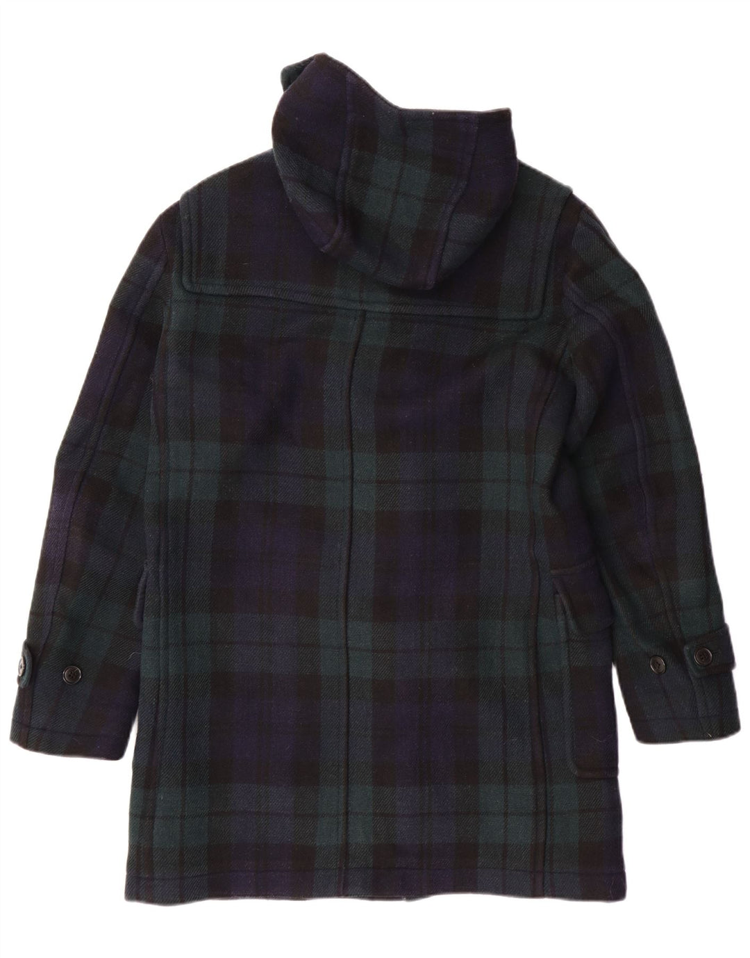 Uniqlo muški duffle kaput s kapuljačom UK 36 Mali tamnoplavi karirani