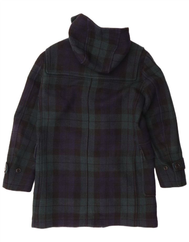 Uniqlo muški duffle kaput s kapuljačom UK 36 Mali tamnoplavi karirani