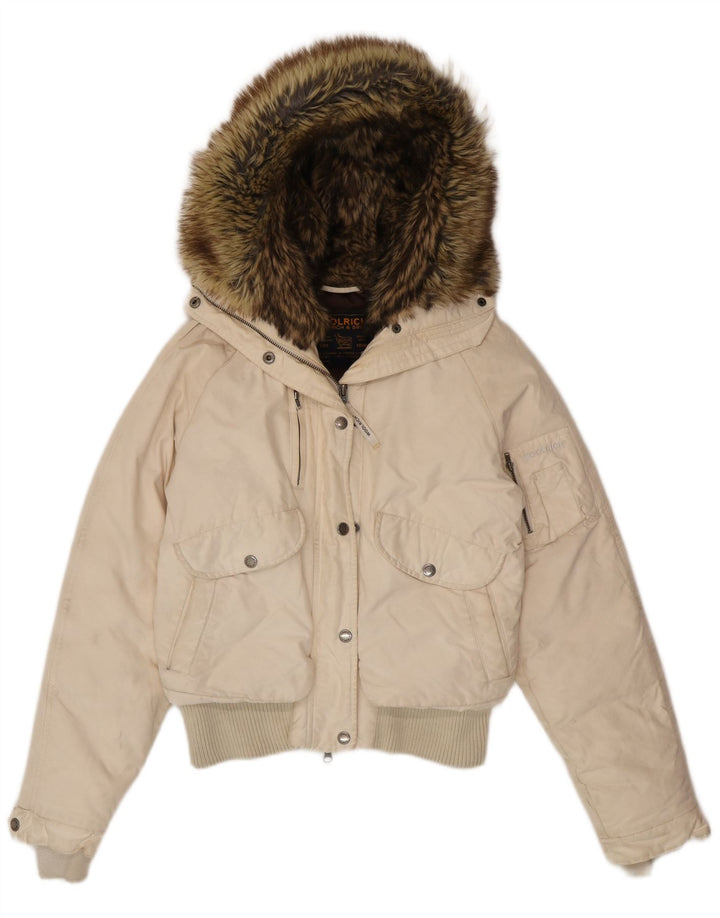 Woolrich ženska podstavljena jakna s kapuljačom UK 14 Srednje bijeli pamuk