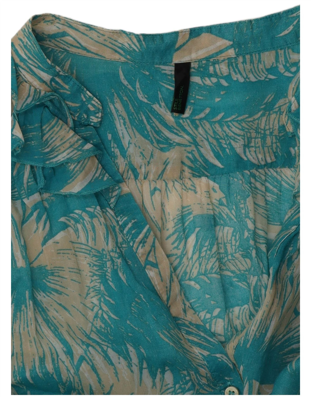 BENETTON Ženska košulja kratkih rukava UK 14 Srednje plava cvjetna