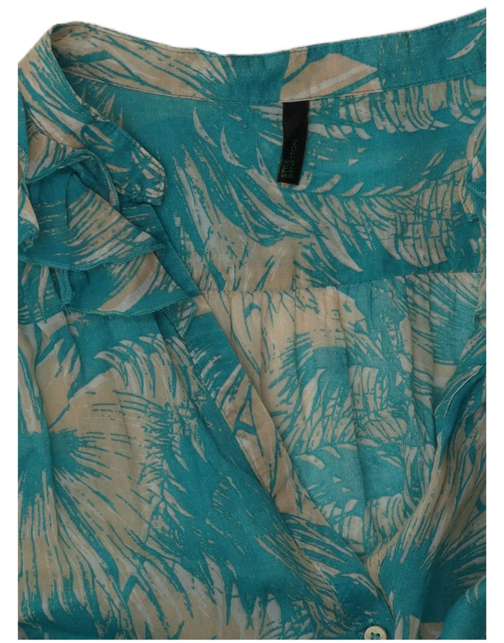 BENETTON Ženska košulja kratkih rukava UK 14 Srednje plava cvjetna