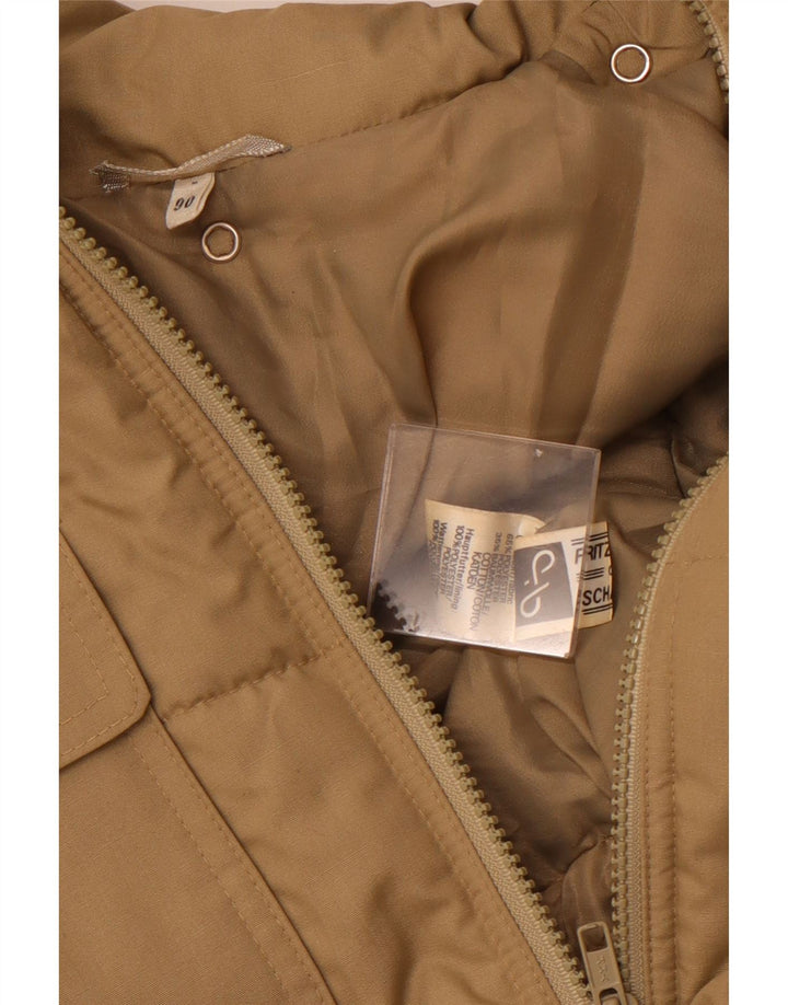 Vintage muški podstavljeni kaput UK 36 Mali bež poliester