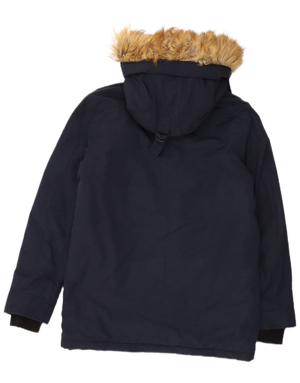 ZARA muška parka jakna s kapuljačom UK 40 veliki tamnoplavi poliester