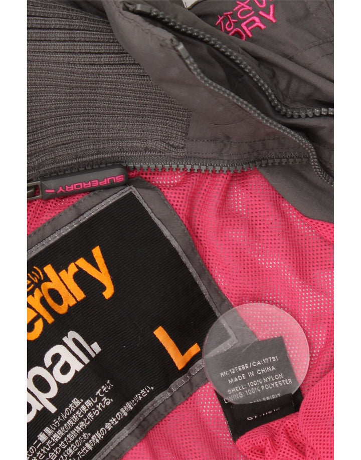 Superdry ženska kišna jakna s kapuljačom UK 16 Veliki sivi najlon