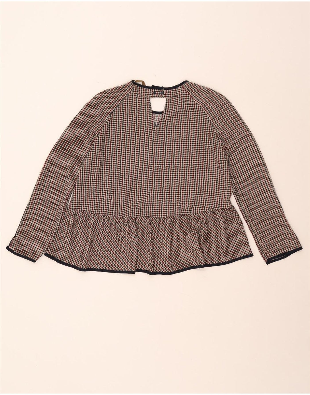ZARA ženski gornji dio bluze 3/4 rukava UK 10 malih raznobojnih houndstooth