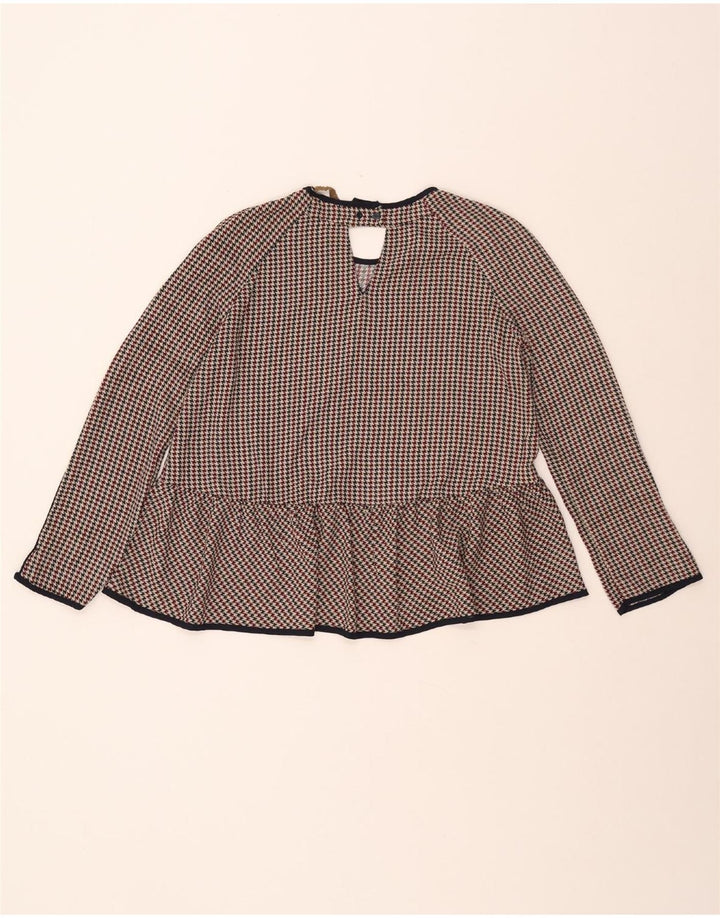 ZARA ženski gornji dio bluze 3/4 rukava UK 10 malih raznobojnih houndstooth