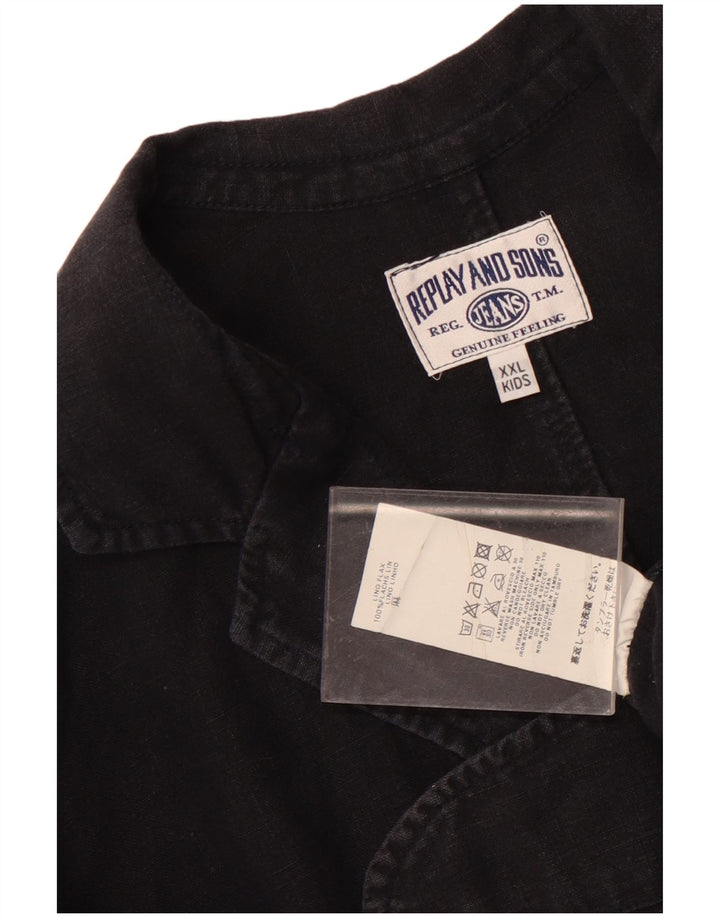 Replay and Sons Boys Jakna sa jaknom s 3 gumba 15-16 godina 2XL Crna lanena