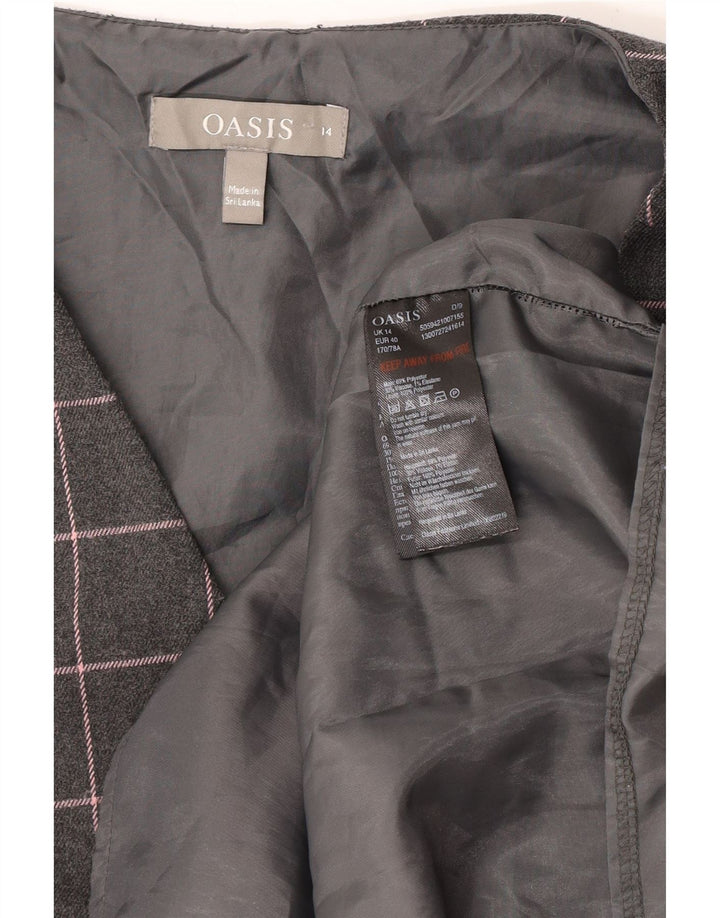Oasis ženska plašt haljina bez rukava UK 14 srednje sivi karirani poliester