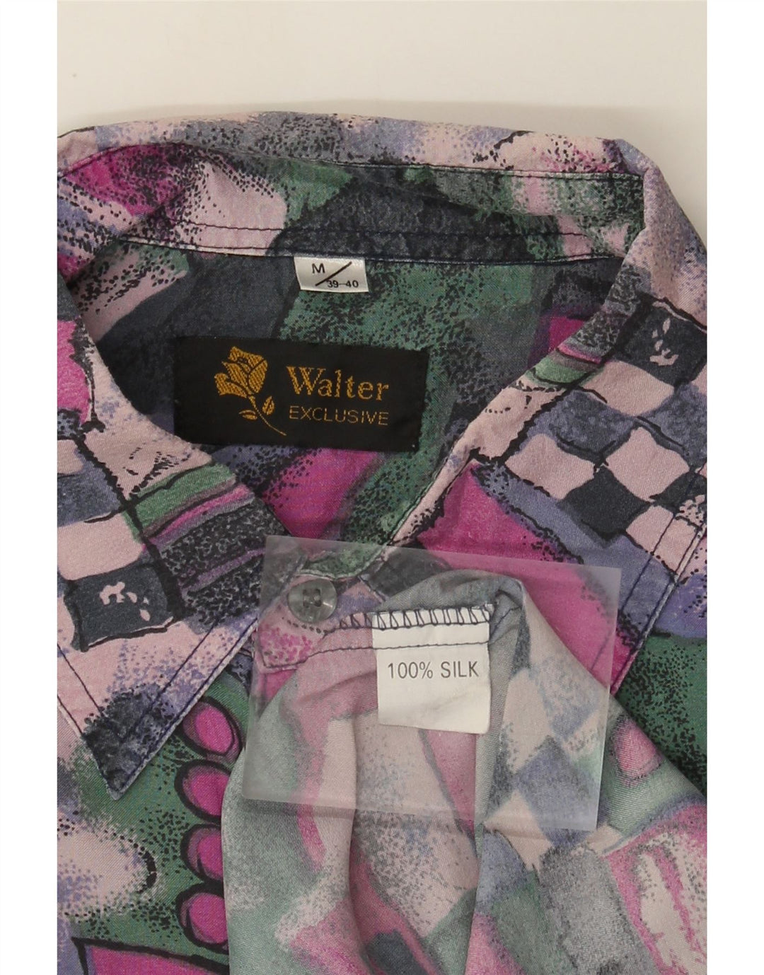 Vintage muška košulja s apstraktnim uzorkom, veličina 39/40, srednje višebojna