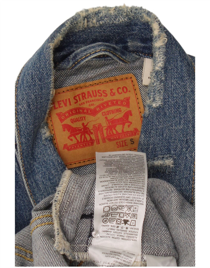 Levi's muška traper jakna s oštećenim izgledom UK 36, mali plavi pamuk