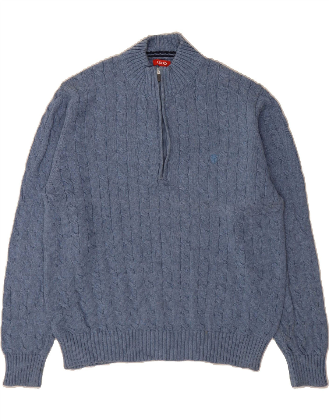 IZOD Mens Zip Neck Jumper Sweater Medium Blue Cotton Vintage Izod and Second-Hand Izod from Messina Hembry 