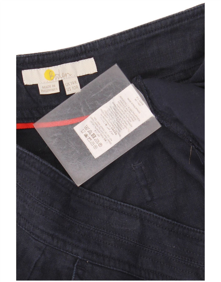 BODEN Ženske kratke hlače širokih nogavica UK 14 Large W34 L25 Mornarsko plavi lan