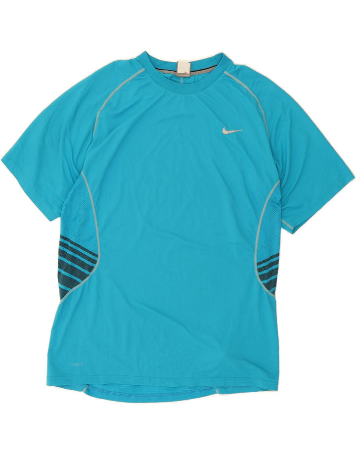 NIKE Mens T-Shirt Top 2XL Blue Colourblock Polyester Vintage Nike and Second-Hand Nike from Messina Hembry 