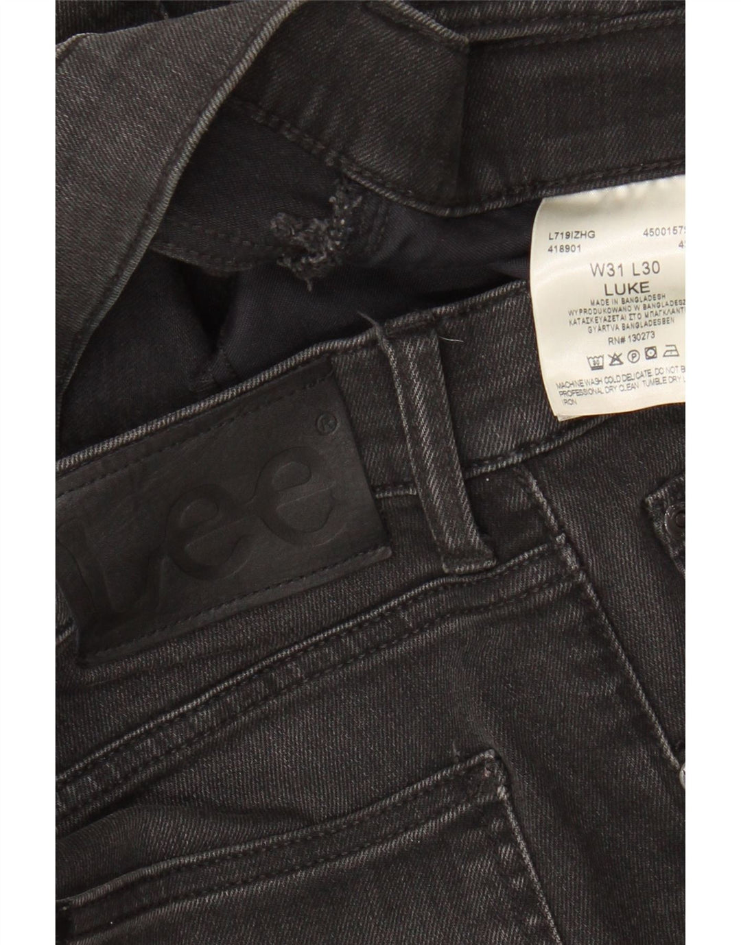 LEE Mens Luke Straight Jeans W31 L30 Crni pamuk