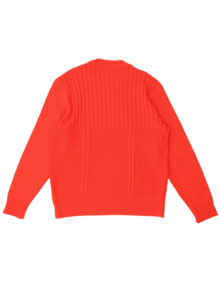 VINTAGE Womens Crew Neck Jumper Sweater UK 14 Medium Red Virgin Wool