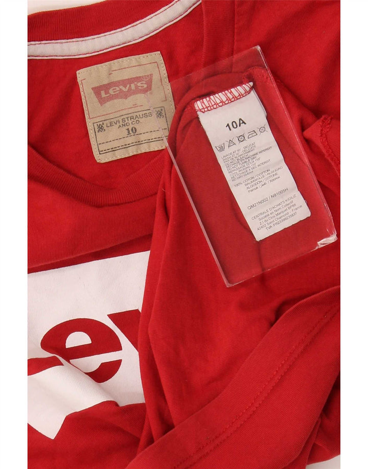 Levi's Boys majica dugih rukava s grafikama, 9-10 godina, crveni pamuk