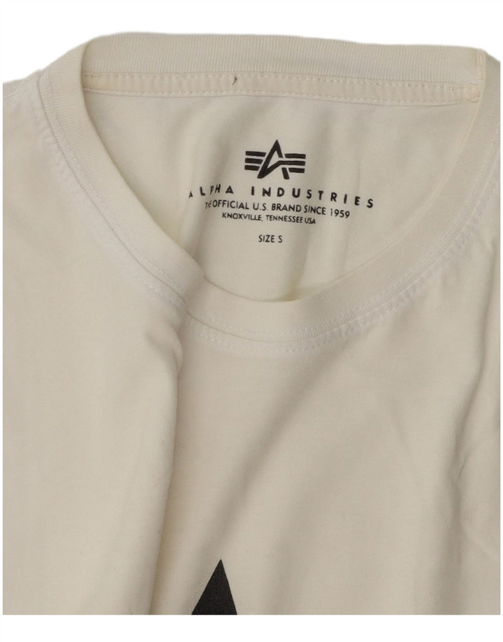 ALPHA INDUSTRIES Mens Graphic T-Shirt Top Small White Cotton