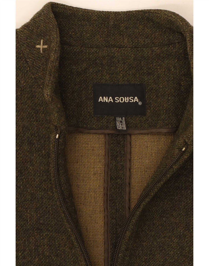Anna Sousa ženski kaput s punim patentnim zatvaračem UK 10 Mala kaki vuna
