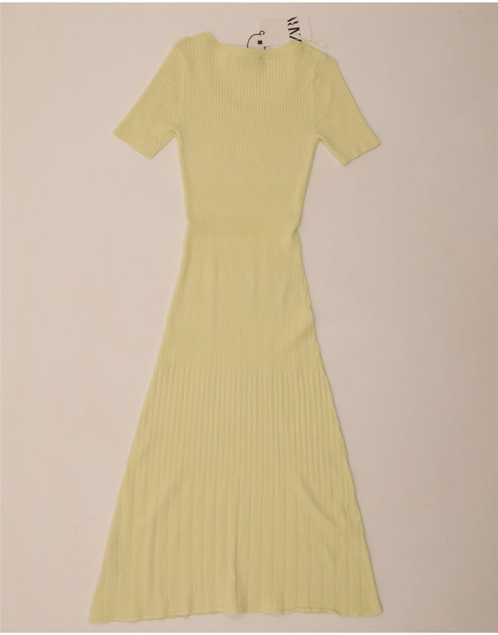 ZARA ženska maksi džemper haljina kratkih rukava UK 8 Mala žuta viskoza