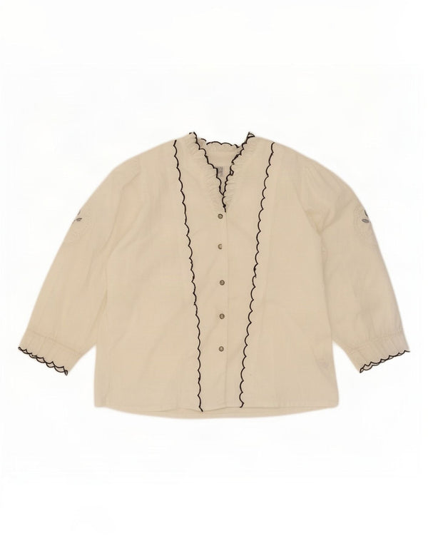 Vintage ženska košulja bluza 3/4 rukava UK 14/16 veliki bijeli poliester