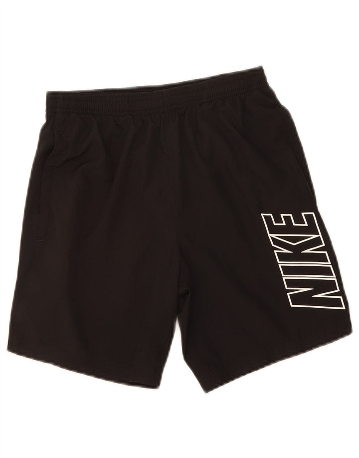 NIKE Boys Dri Fit Graphic Sport Shorts 10-11 Years Medium Black Polyester