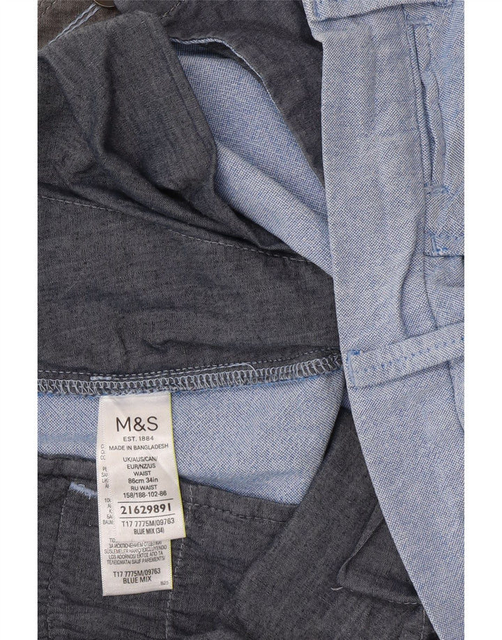 Marks & Spencer muške chino kratke hlače W34 veliki plavi pamuk