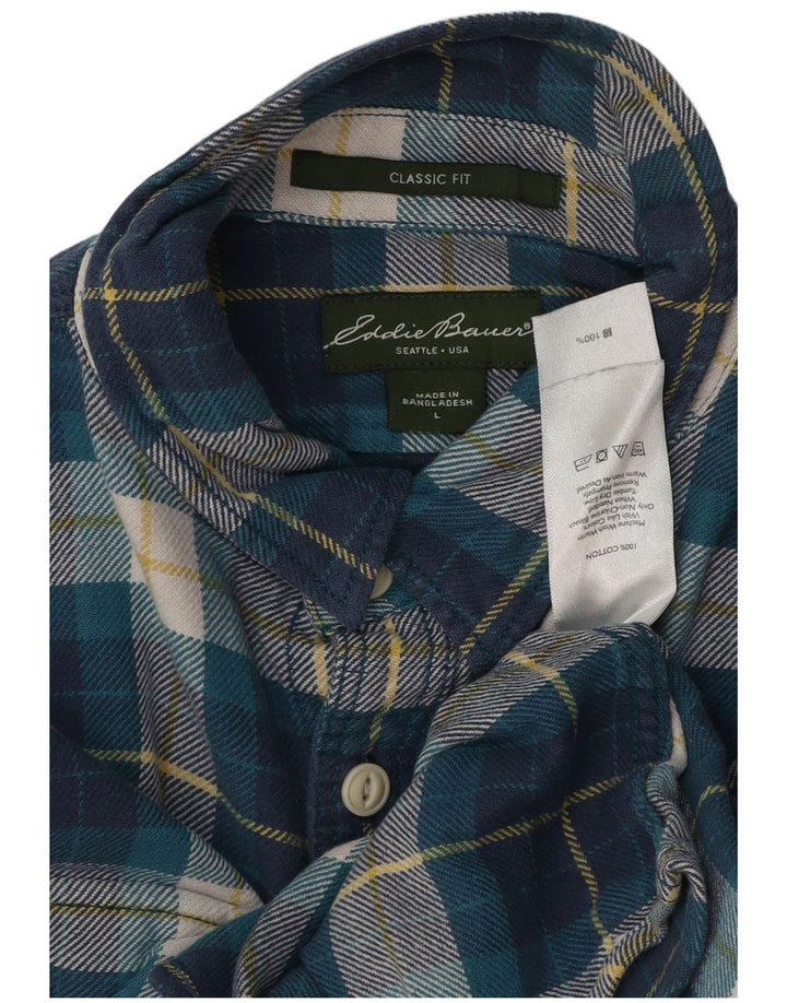 EDDIE BAUER Muška klasična flanelska košulja velikog plavog kariranog pamuka