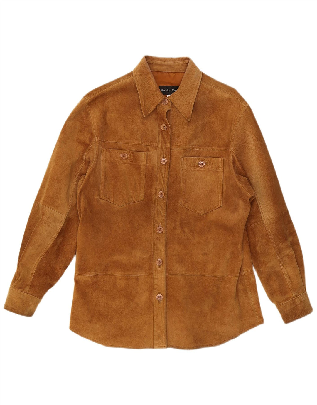 VINTAGE ženska košulja od brušene kože UK 12 Srednje bež koža