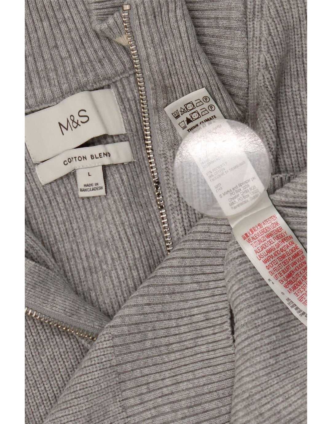Marks & Spencer, veliki, sivi muški pulover s izrezom i patentnim zatvaračem