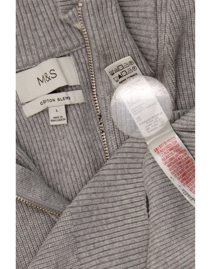 Marks & Spencer, veliki, sivi muški pulover s izrezom i patentnim zatvaračem