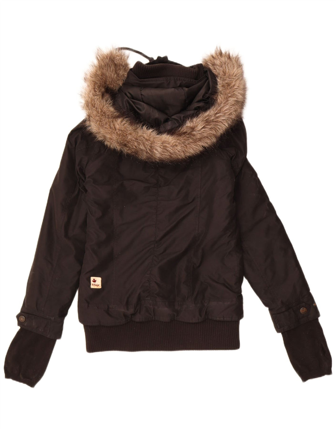 KHUJO ženska bomber jakna s kapuljačom UK 14 srednji crni poliester