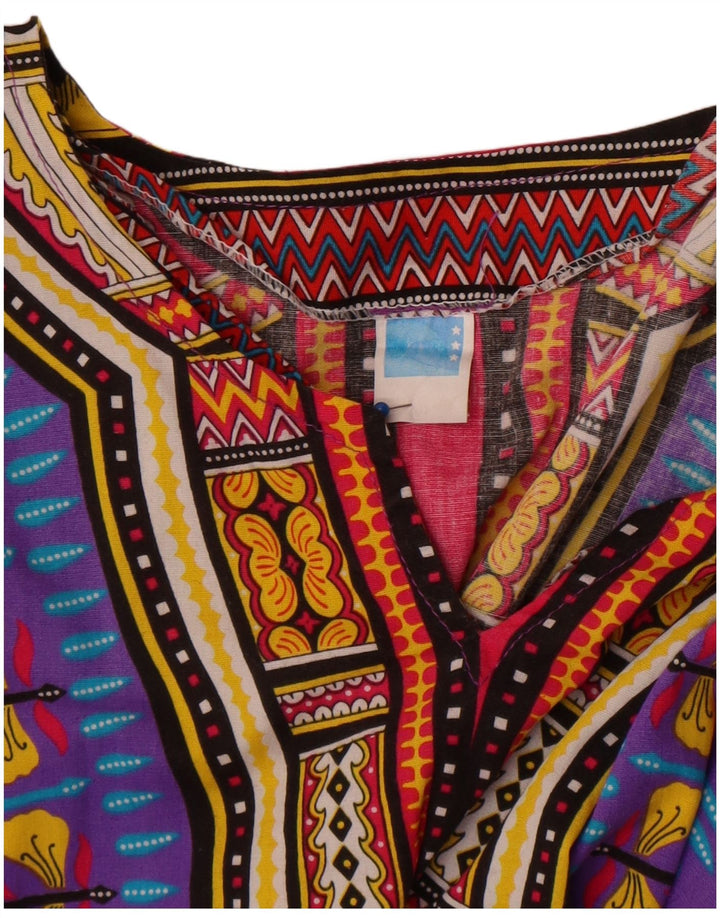 Vintage ženska bluza za plažu Top jedne veličine Ljubičasti geometrijski pamuk