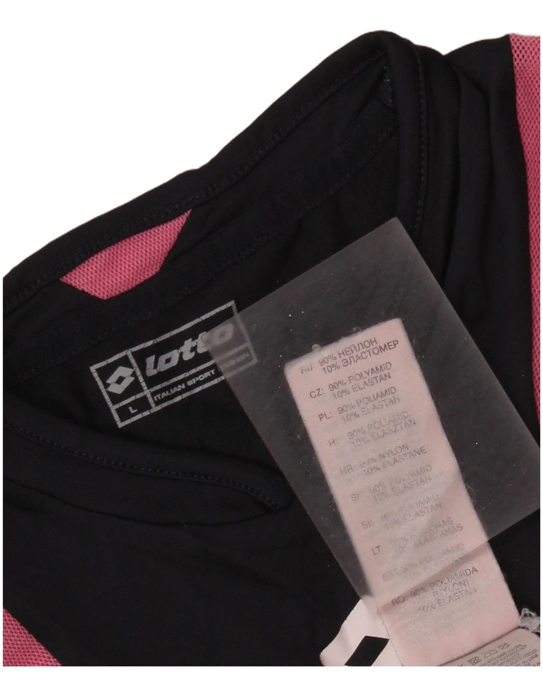 LOTTO ženska majica kratkih rukava UK 14 veliki crni poliamid u blokovima boja