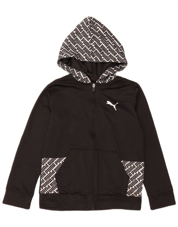 PUMA Boys Graphic Zip Hoodie pulover 10-11 Years Srednji crni poliester