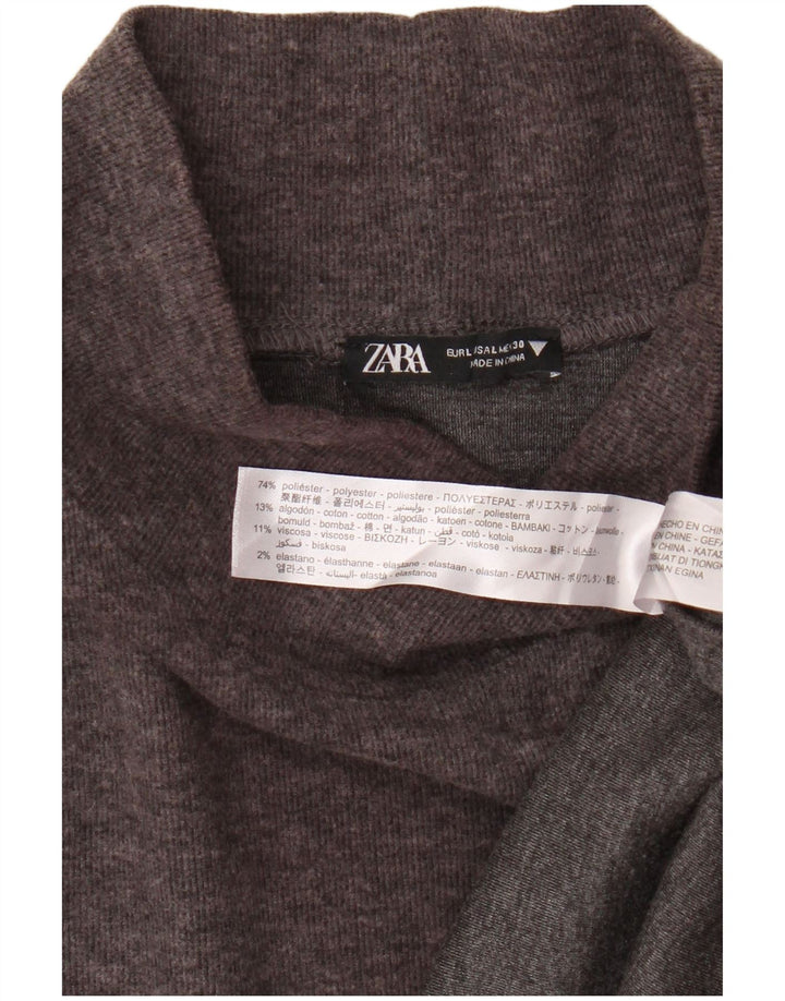 Zara ženska džemper haljina 3/4 rukava UK 16 Veliki smeđi poliester