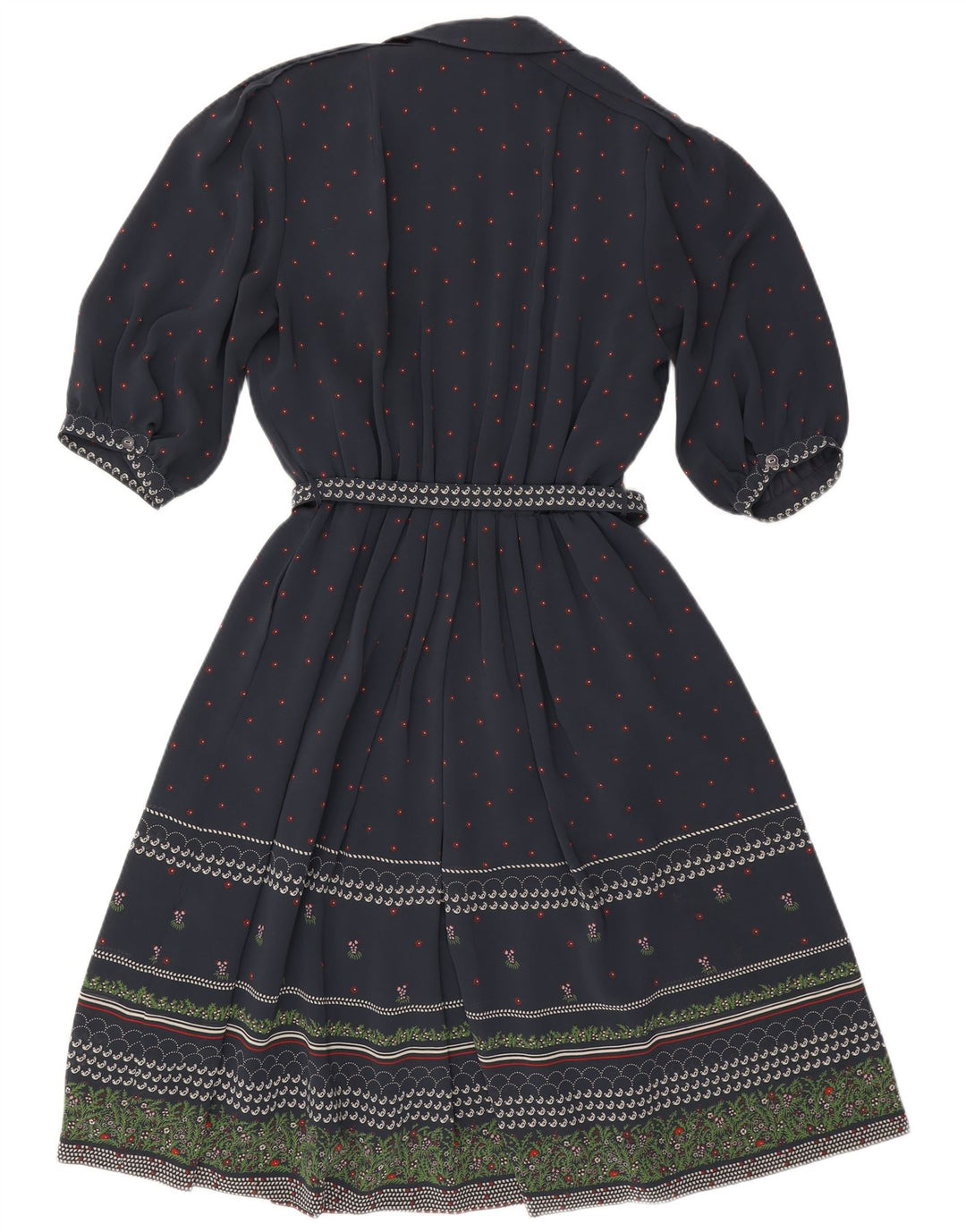 RALPH ženska haljina A-kroja s 3/4 rukavima EU 46 XL tamnoplava cvjetna poliesterska haljina