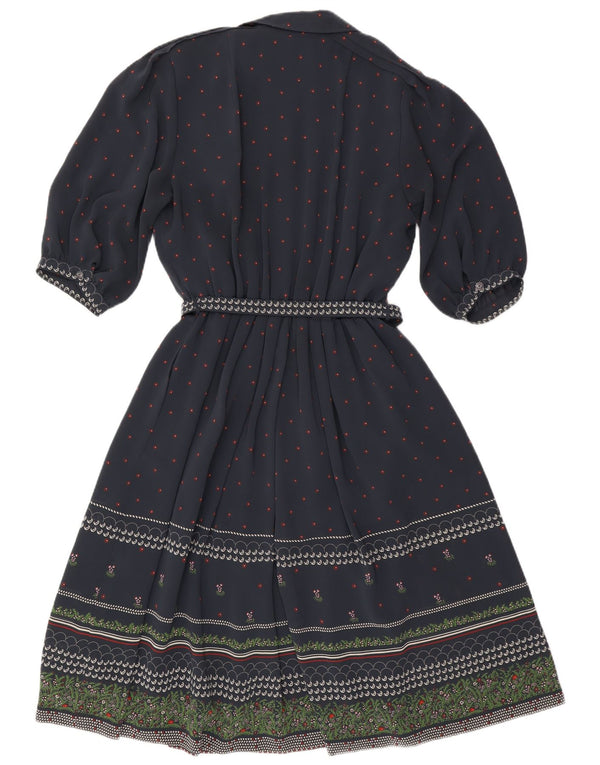 RALPH ženska haljina A-kroja s 3/4 rukavima EU 46 XL tamnoplava cvjetna poliesterska haljina