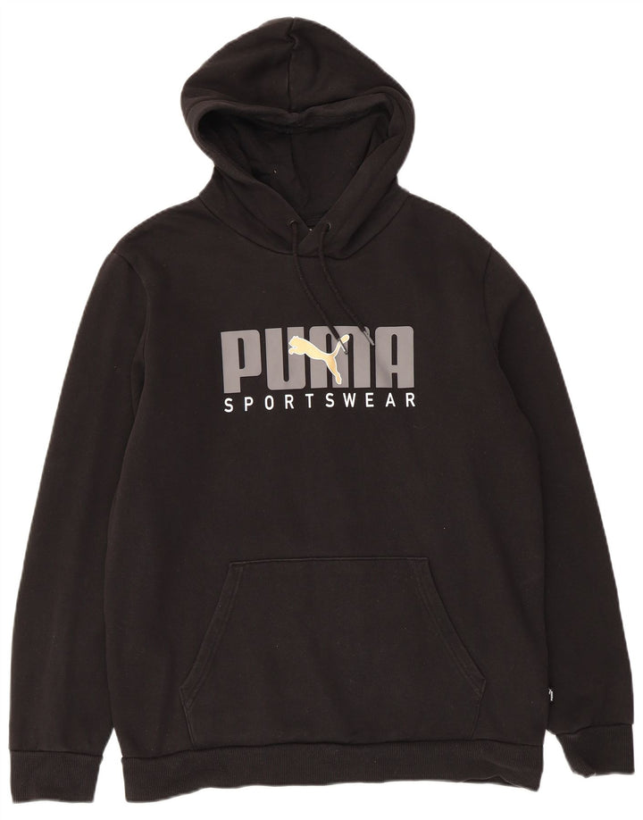 Puma muška majica s kapuljačom srednje veličine, crni pamuk